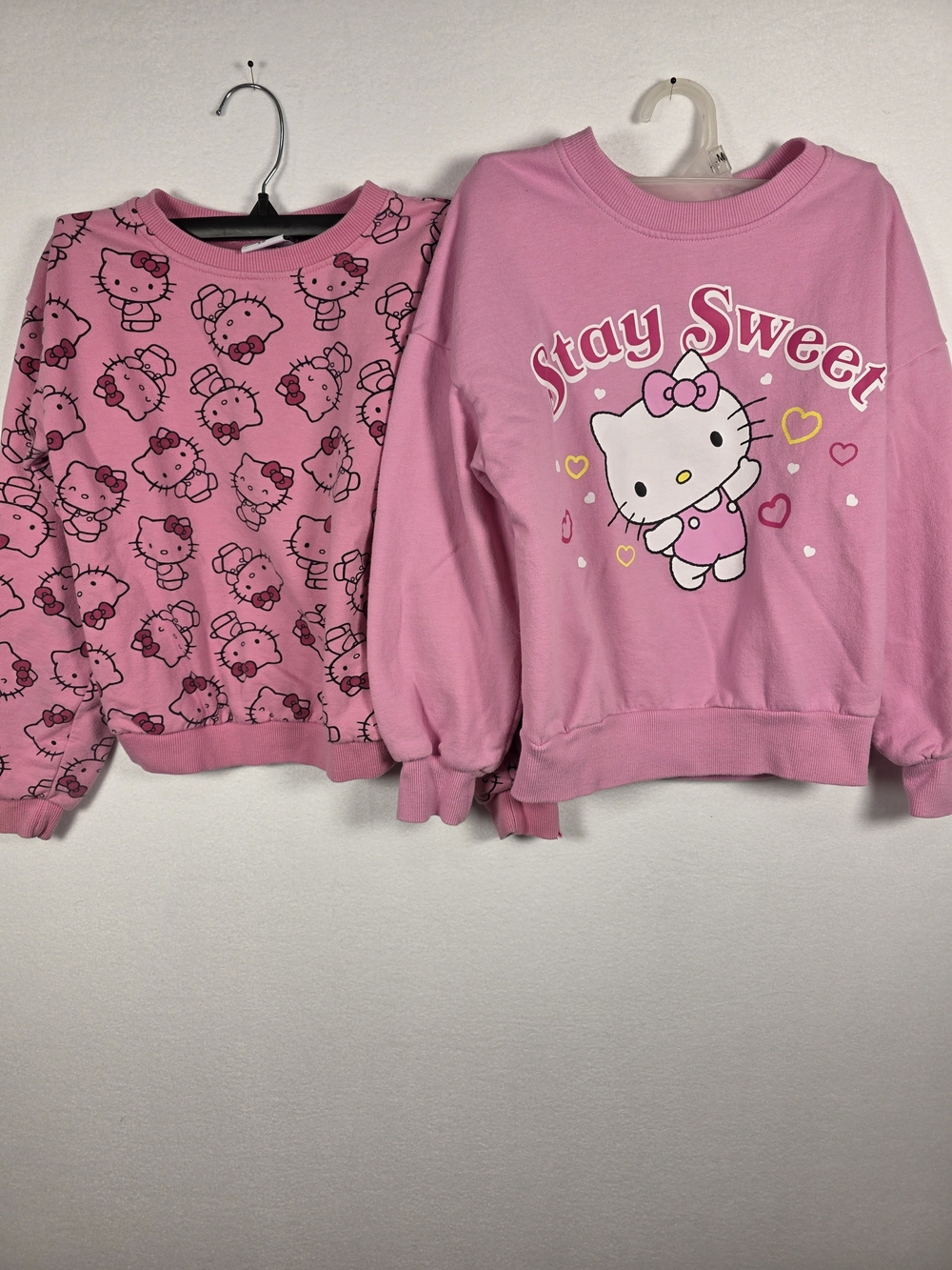 (2) Hello Kitty Pink Girls Sweatshirt Size MEDIUM
